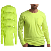 Bass Creek Outfitters Men's High Visibility Shirts - 4 Pack Heavy Duty Long Sleeve/Short Sleeve Workwear Tees (M-3XL)